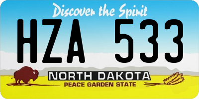 ND license plate HZA533