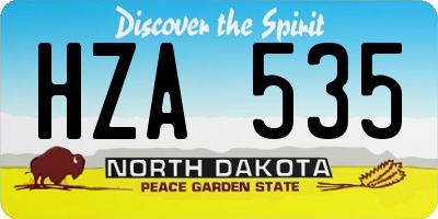 ND license plate HZA535