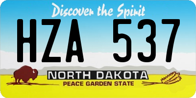 ND license plate HZA537