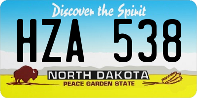 ND license plate HZA538