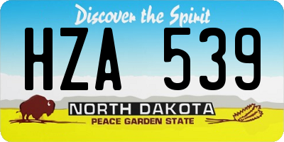 ND license plate HZA539