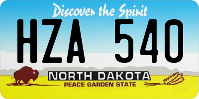 ND license plate HZA540
