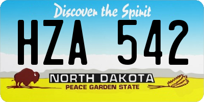 ND license plate HZA542