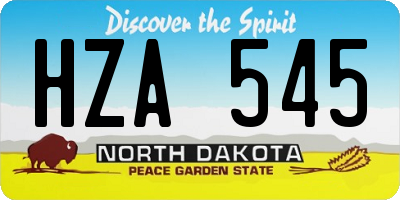ND license plate HZA545