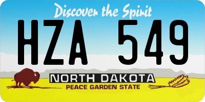 ND license plate HZA549