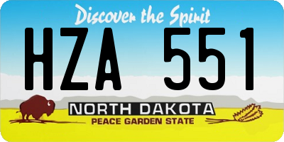 ND license plate HZA551