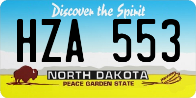 ND license plate HZA553