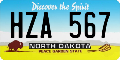 ND license plate HZA567