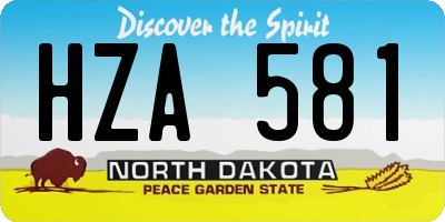 ND license plate HZA581