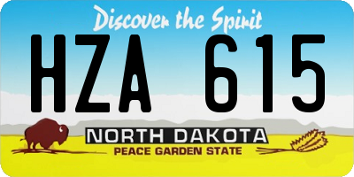 ND license plate HZA615