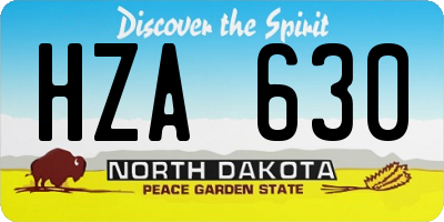 ND license plate HZA630