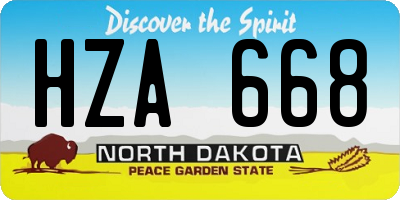 ND license plate HZA668