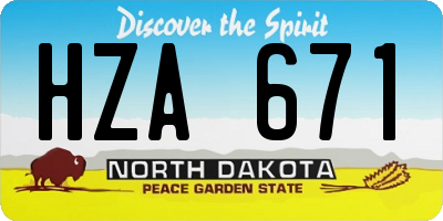 ND license plate HZA671