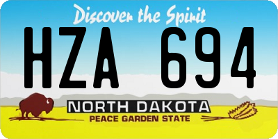 ND license plate HZA694