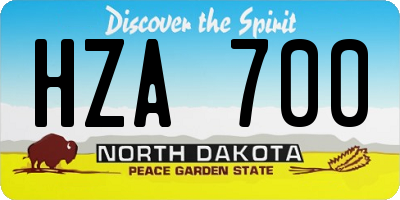 ND license plate HZA700