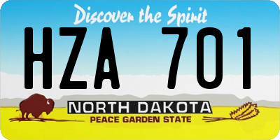 ND license plate HZA701