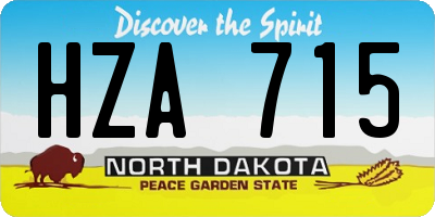 ND license plate HZA715