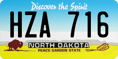 ND license plate HZA716