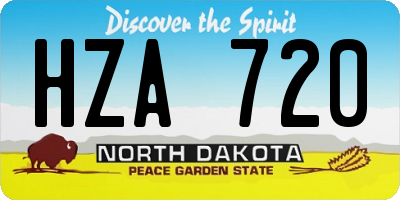 ND license plate HZA720