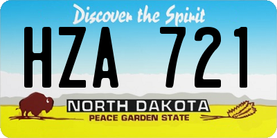 ND license plate HZA721