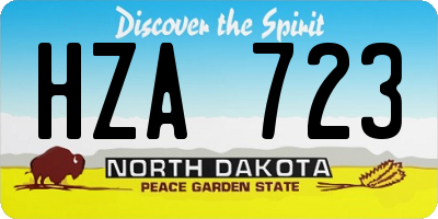 ND license plate HZA723