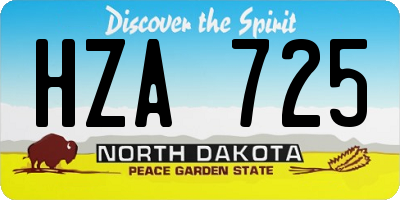 ND license plate HZA725
