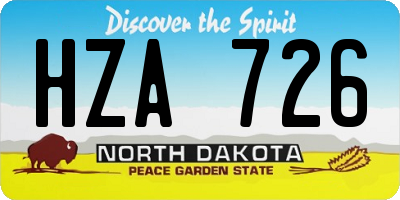 ND license plate HZA726