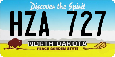 ND license plate HZA727