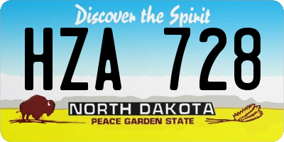 ND license plate HZA728