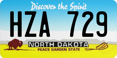 ND license plate HZA729