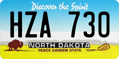 ND license plate HZA730