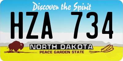 ND license plate HZA734