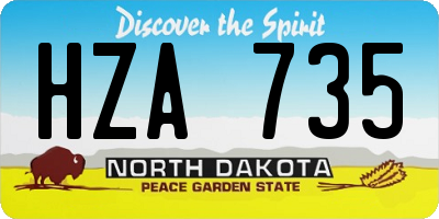ND license plate HZA735