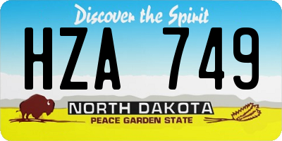 ND license plate HZA749