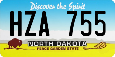 ND license plate HZA755
