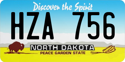 ND license plate HZA756