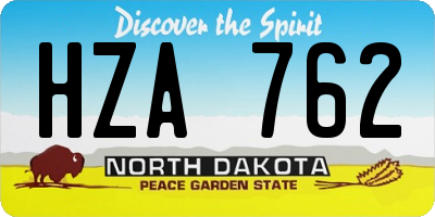 ND license plate HZA762