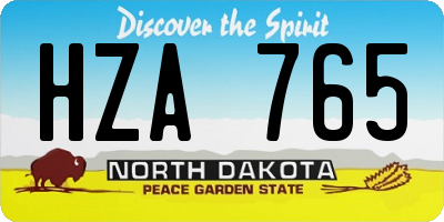 ND license plate HZA765