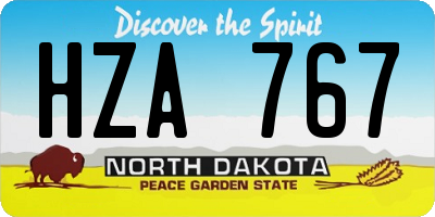 ND license plate HZA767
