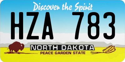 ND license plate HZA783