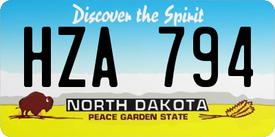 ND license plate HZA794