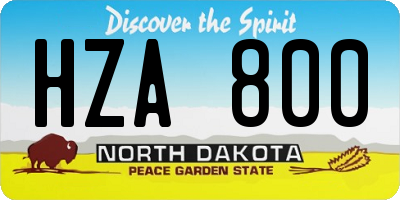 ND license plate HZA800