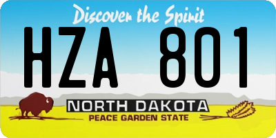 ND license plate HZA801