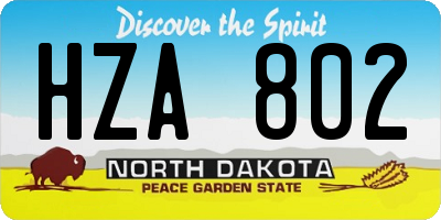 ND license plate HZA802