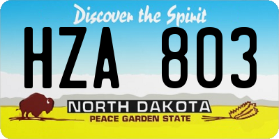 ND license plate HZA803