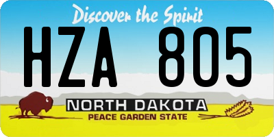 ND license plate HZA805