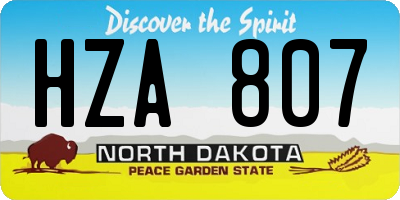 ND license plate HZA807