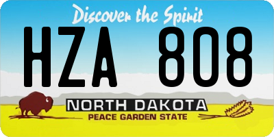 ND license plate HZA808