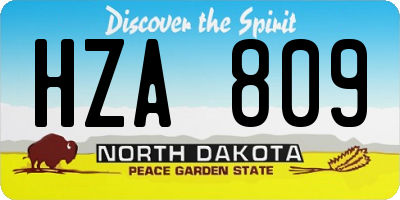 ND license plate HZA809