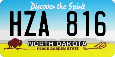 ND license plate HZA816